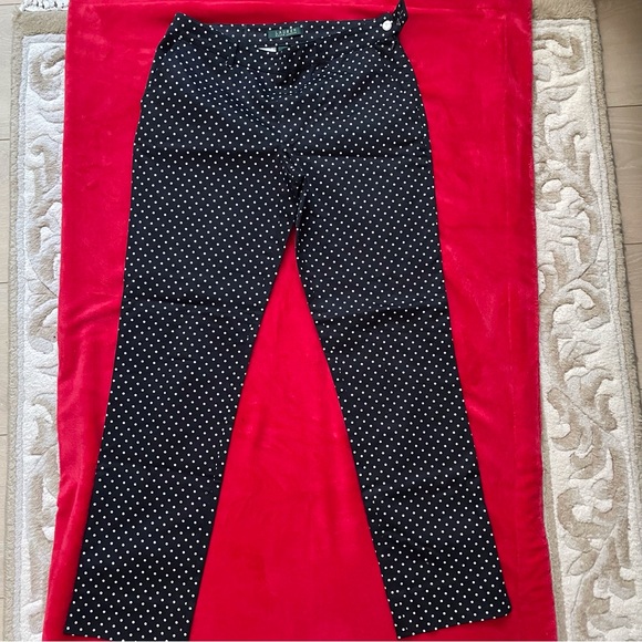 Lauren Ralph Lauren Pants - Lauren Ralph Lauren Navy Polka Dot Straight Leg Pants